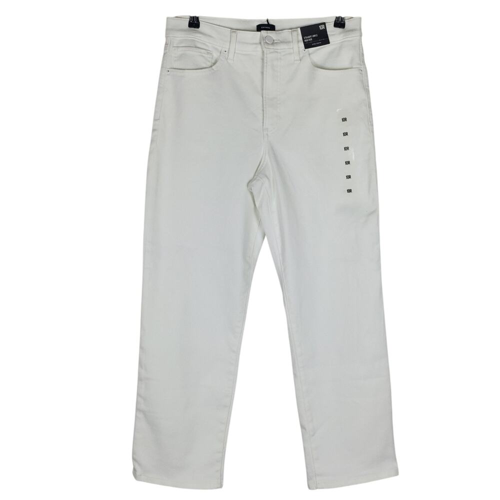 Express Straight Ankle High Rise Hyper Stretch Jeans Size 10 White Denim 27" Ins